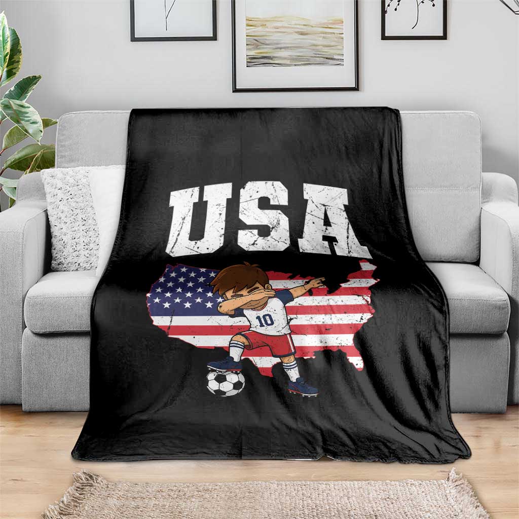 USA Soccer Dabbing Boy American Flag Fan Throw Blanket TS14 Print Your Wear