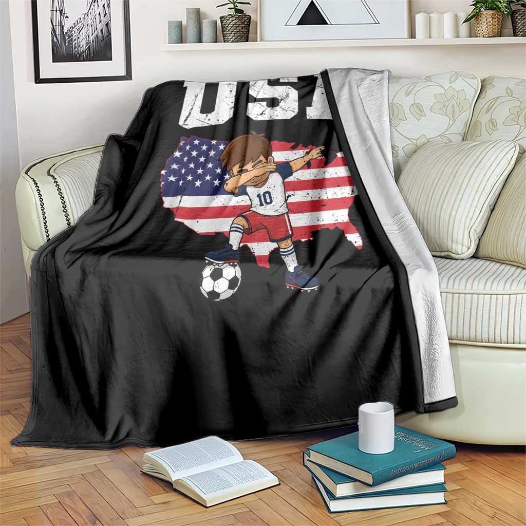 USA Soccer Dabbing Boy American Flag Fan Throw Blanket TS14 Print Your Wear