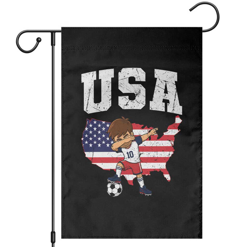 USA Soccer Dabbing Boy American Flag Fan Garden Flag TS14 Black Print Your Wear