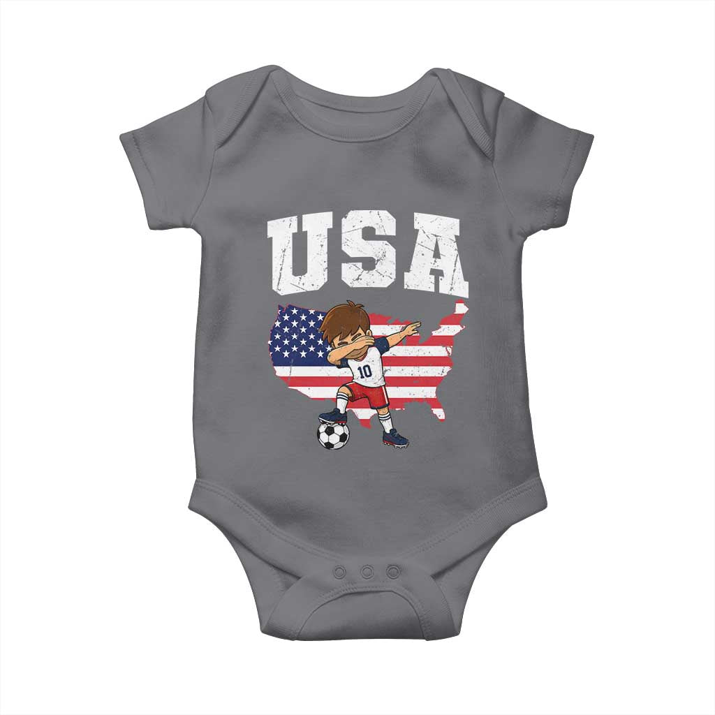 USA Soccer Dabbing Boy American Flag Fan Baby Onesie