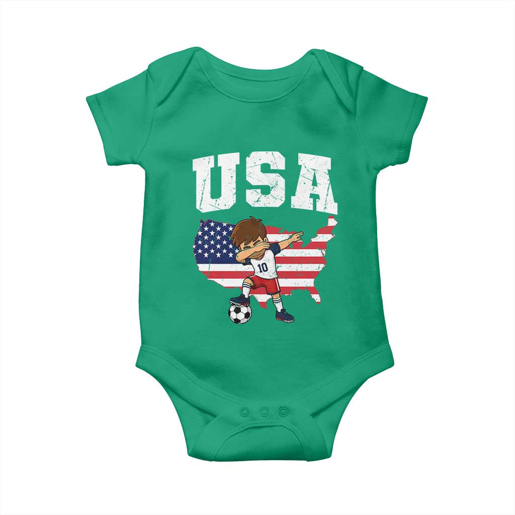 USA Soccer Dabbing Boy American Flag Fan Baby Onesie
