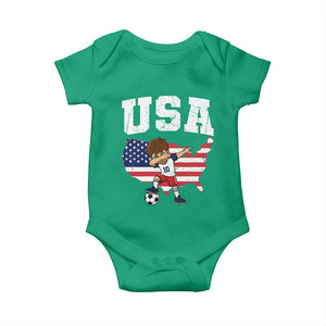 USA Soccer Dabbing Boy American Flag Fan Baby Onesie