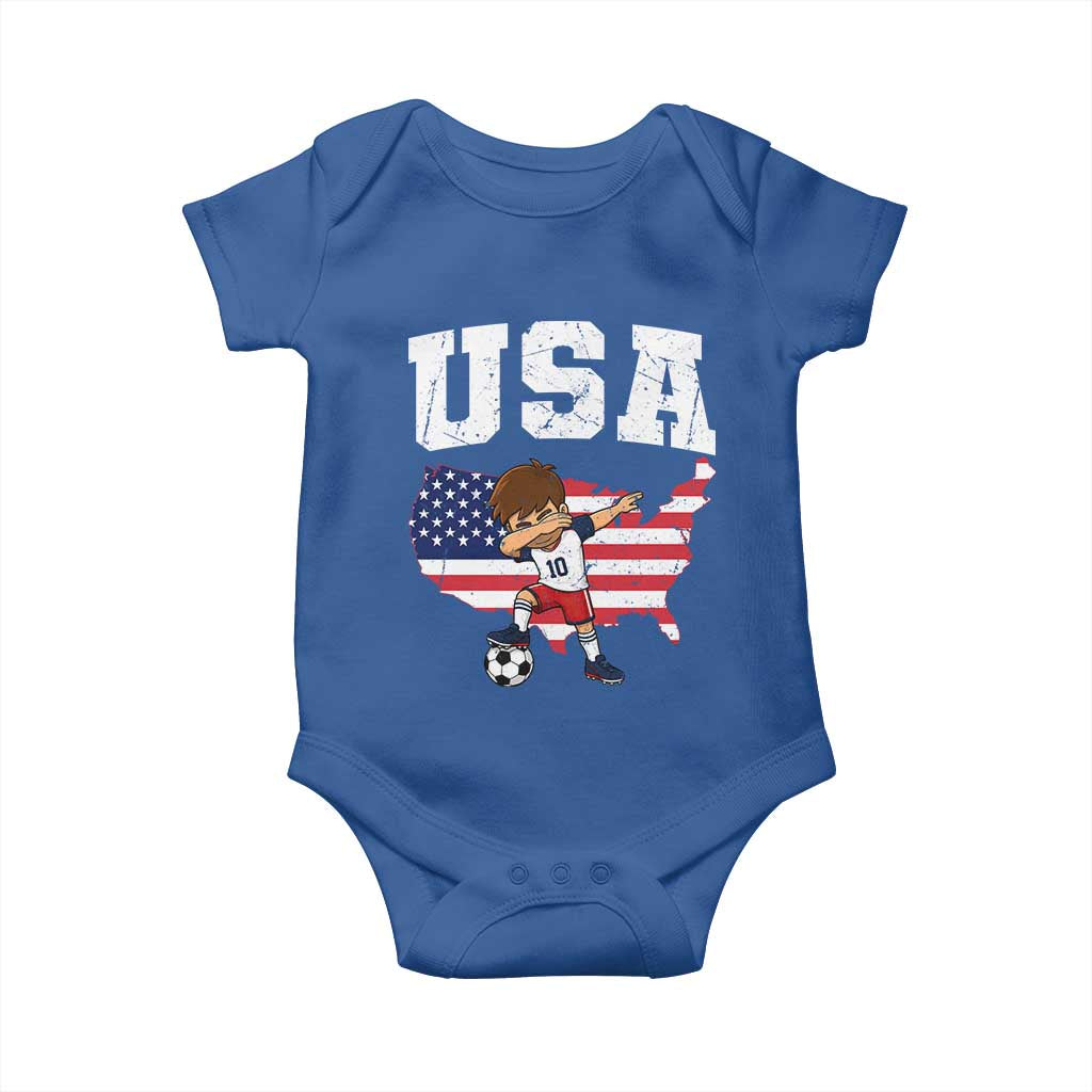 USA Soccer Dabbing Boy American Flag Fan Baby Onesie