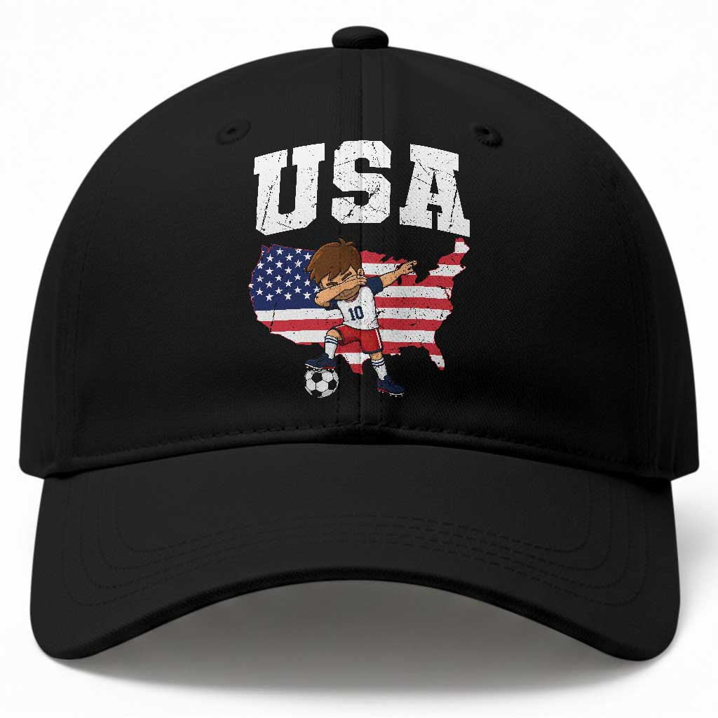 USA Soccer Dabbing Boy American Flag Fan Baseball Cap TS14 Print Your Wear
