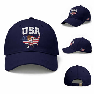 USA Soccer Dabbing Boy American Flag Fan Baseball Cap