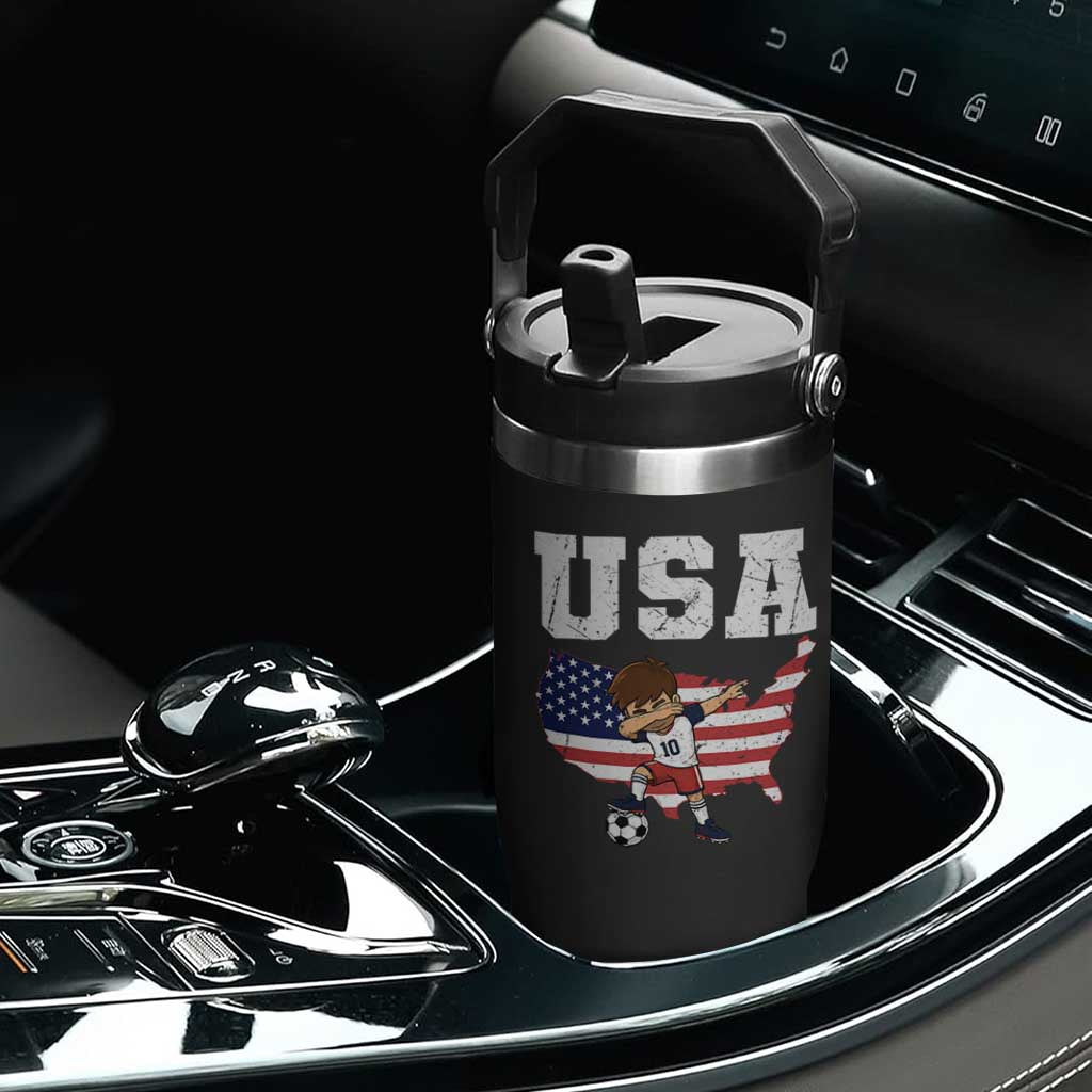 USA Soccer Dabbing Boy American Flag Fan Flip Straw Tumbler TS14 Print Your Wear