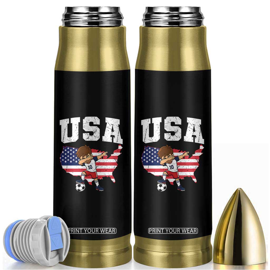 USA Soccer Dabbing Boy American Flag Fan Bullet Tumbler TS14 Black Print Your Wear
