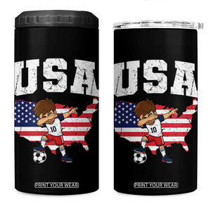 USA Soccer Dabbing Boy American Flag Fan 4 in 1 Can Cooler Tumbler TS14 One Size: 16 oz Black Print Your Wear
