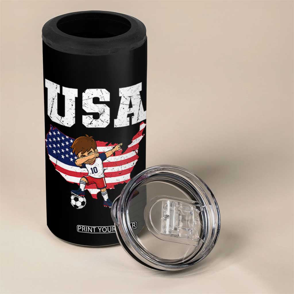 USA Soccer Dabbing Boy American Flag Fan 4 in 1 Can Cooler Tumbler TS14 Print Your Wear