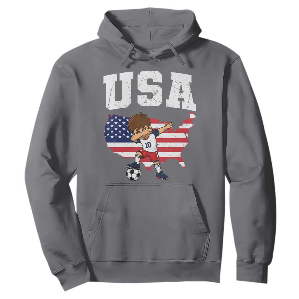 USA Soccer Dabbing Boy American Flag Fan Hoodie