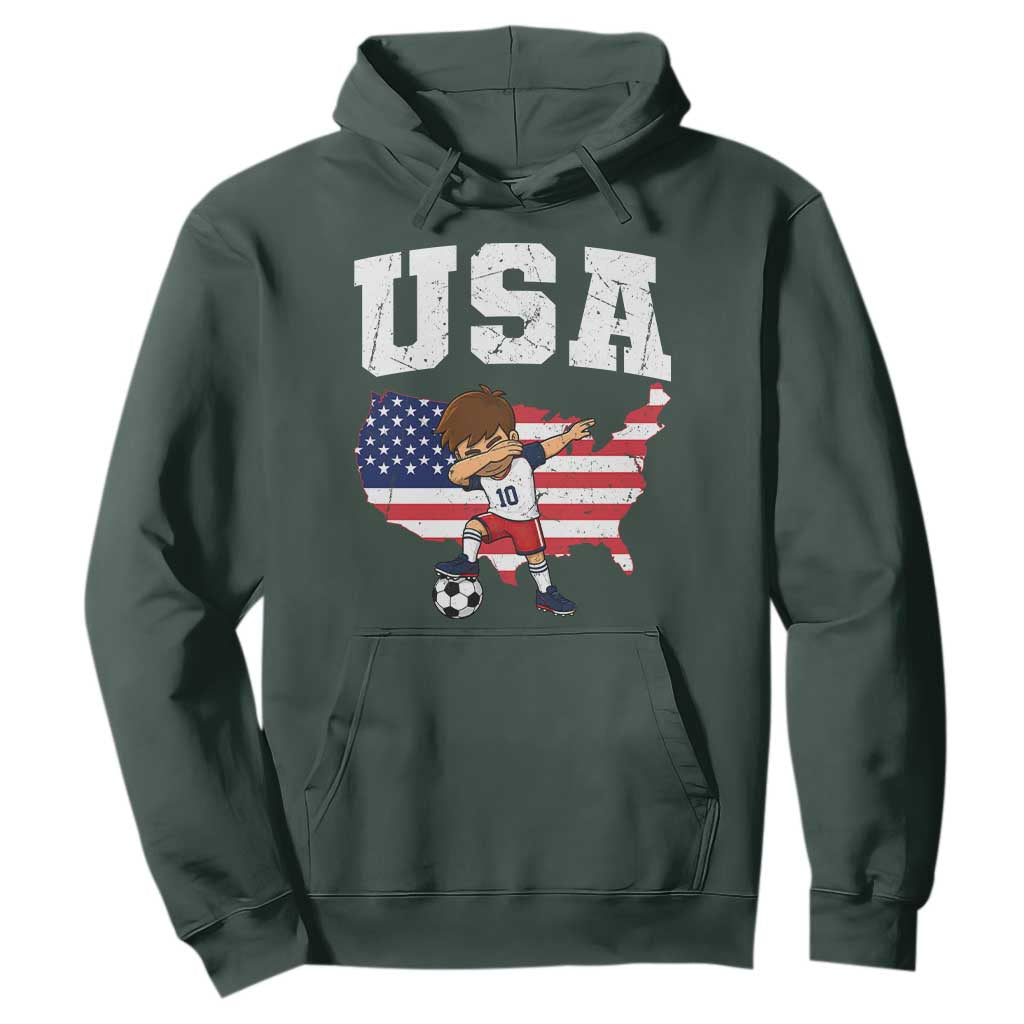 USA Soccer Dabbing Boy American Flag Fan Hoodie
