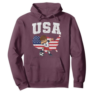 USA Soccer Dabbing Boy American Flag Fan Hoodie
