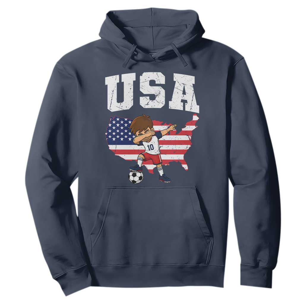USA Soccer Dabbing Boy American Flag Fan Hoodie