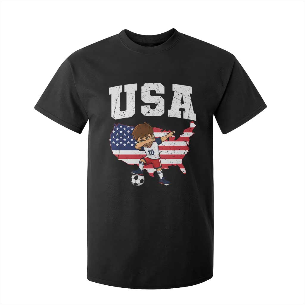 USA Soccer Dabbing Boy American Flag Fan T Shirt For Kid TS14 Black Print Your Wear