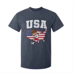 USA Soccer Dabbing Boy American Flag Fan T Shirt For Kid