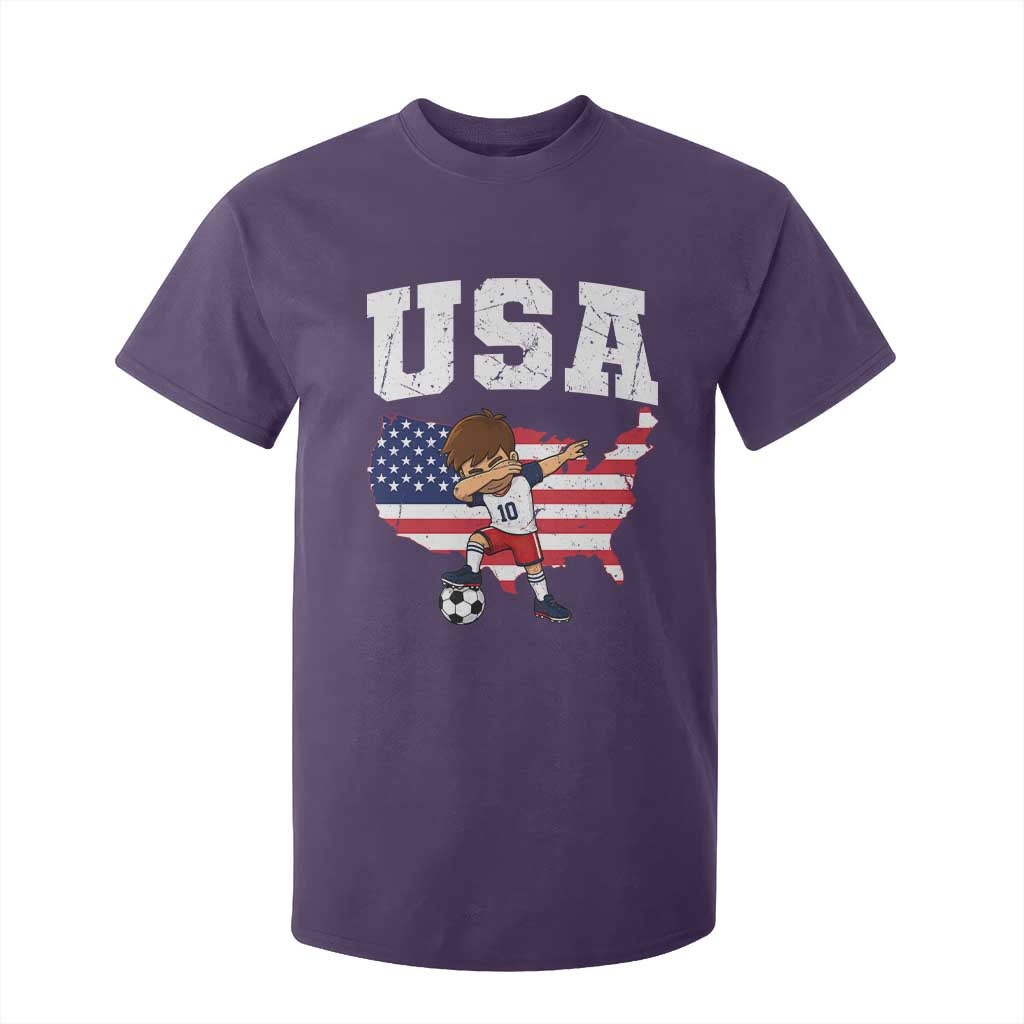USA Soccer Dabbing Boy American Flag Fan T Shirt For Kid