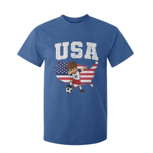 USA Soccer Dabbing Boy American Flag Fan T Shirt For Kid