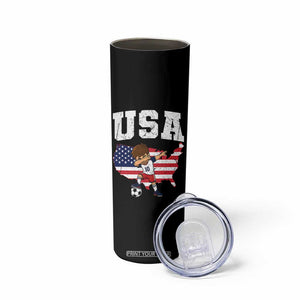 USA Soccer Dabbing Boy American Flag Fan Skinny Tumbler TS14 Print Your Wear
