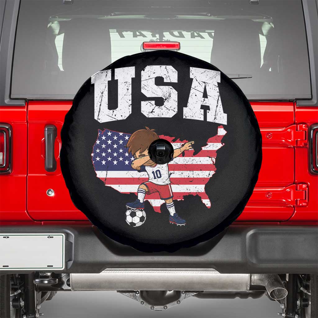USA Soccer Dabbing Boy American Flag Fan Spare Tire Cover TS14 Black Print Your Wear