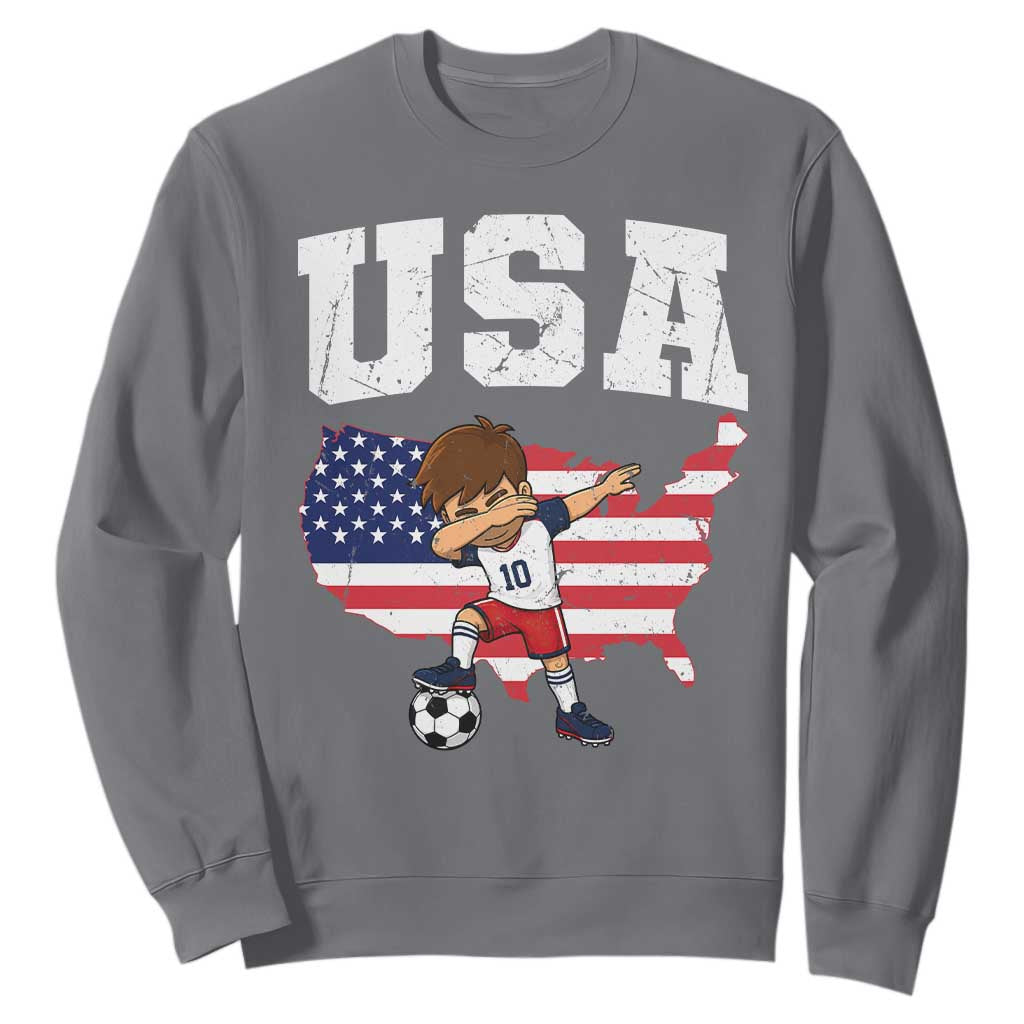 USA Soccer Dabbing Boy American Flag Fan Sweatshirt