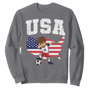 USA Soccer Dabbing Boy American Flag Fan Sweatshirt