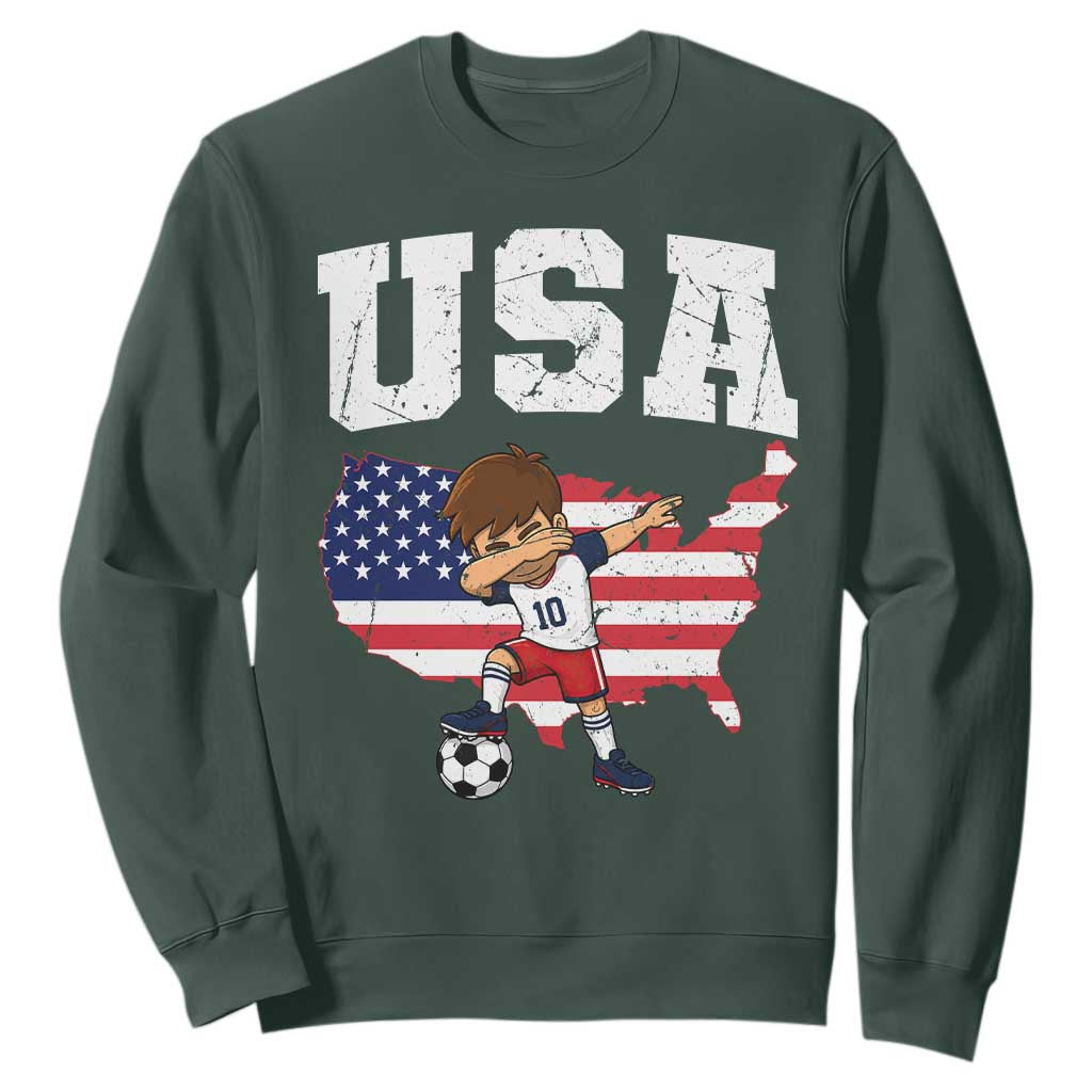 USA Soccer Dabbing Boy American Flag Fan Sweatshirt