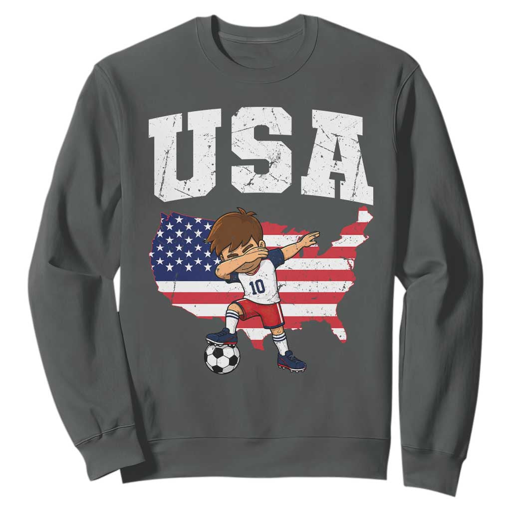 USA Soccer Dabbing Boy American Flag Fan Sweatshirt