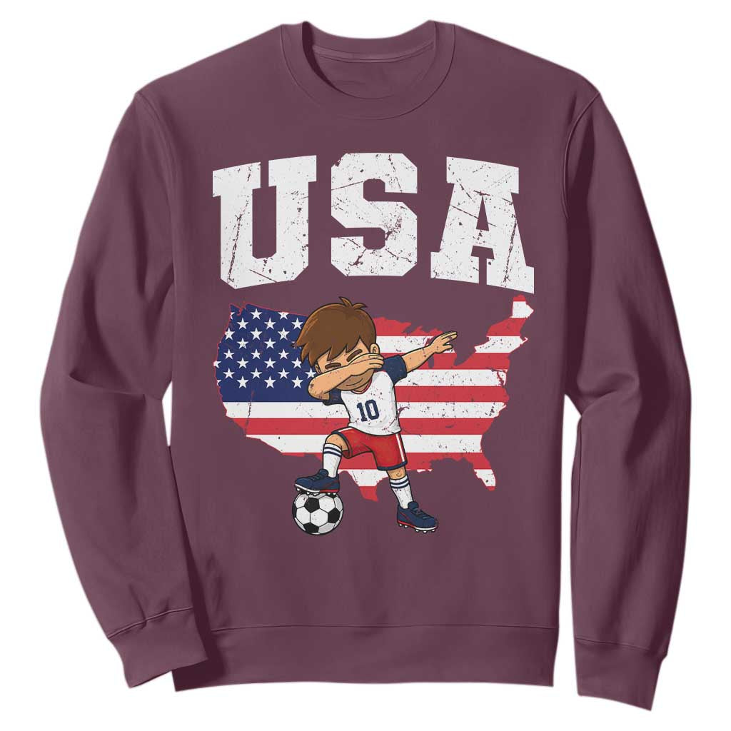USA Soccer Dabbing Boy American Flag Fan Sweatshirt