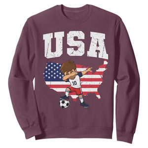 USA Soccer Dabbing Boy American Flag Fan Sweatshirt