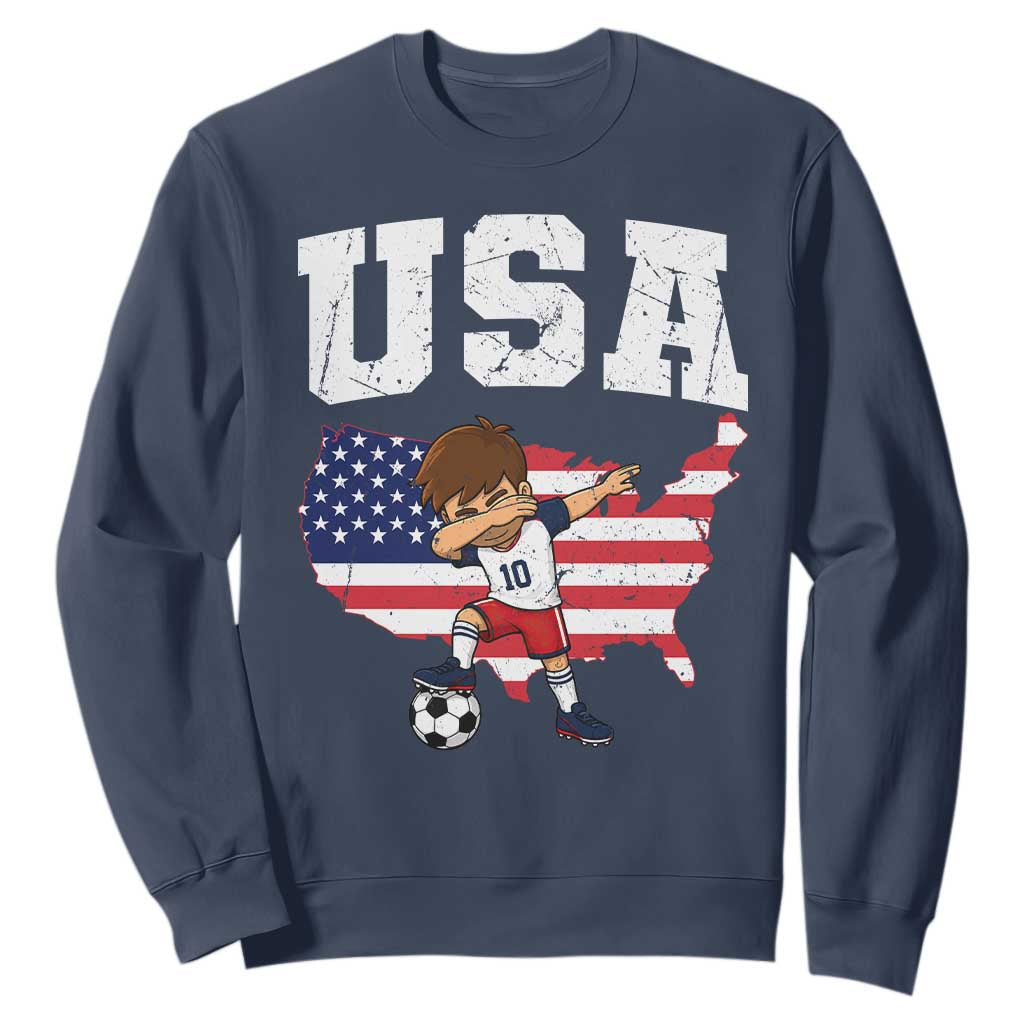 USA Soccer Dabbing Boy American Flag Fan Sweatshirt
