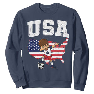 USA Soccer Dabbing Boy American Flag Fan Sweatshirt