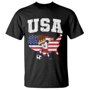 USA Soccer Dabbing Boy American Flag Fan T Shirt