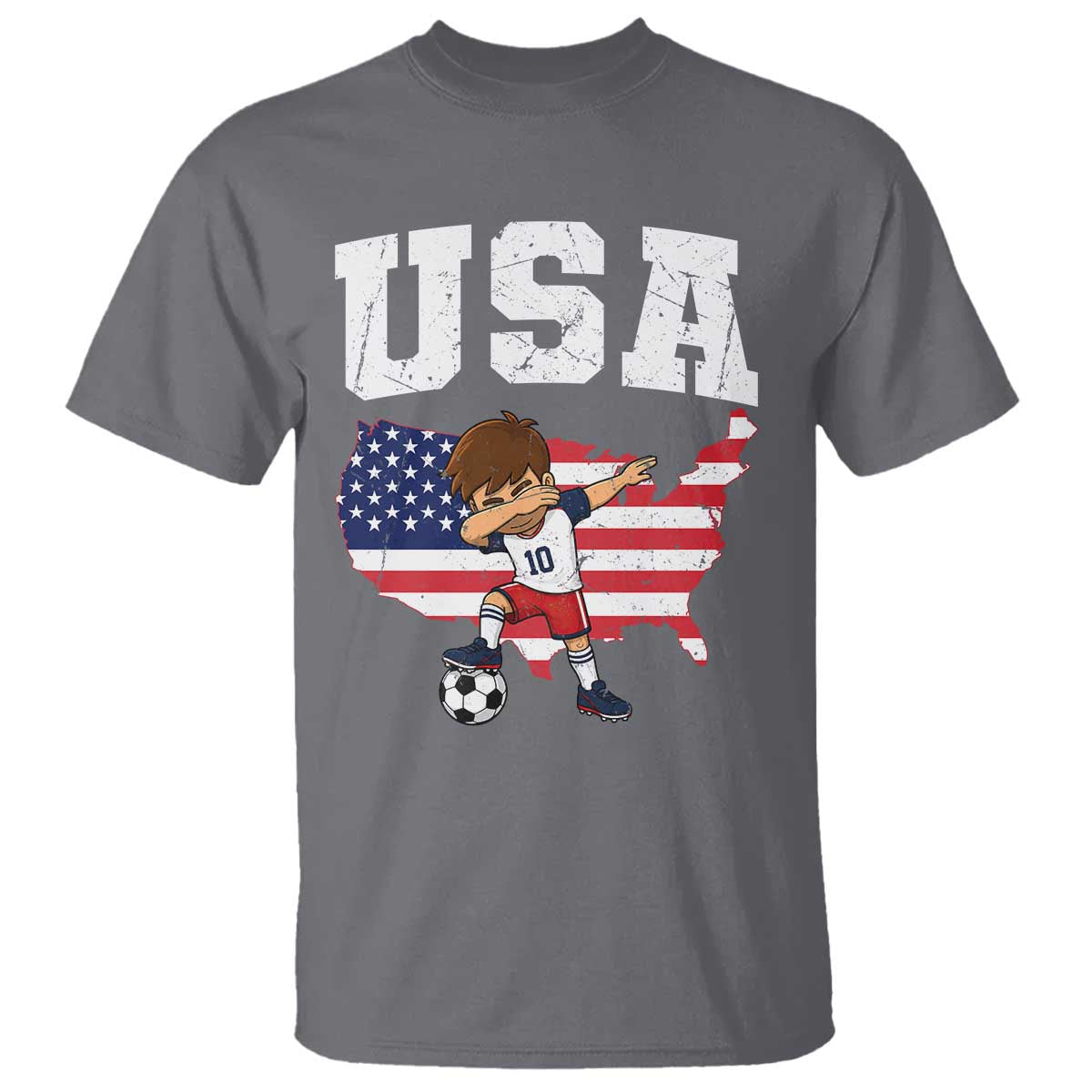 USA Soccer Dabbing Boy American Flag Fan T Shirt