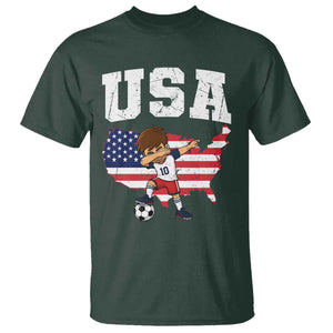 USA Soccer Dabbing Boy American Flag Fan T Shirt