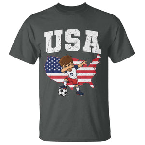 USA Soccer Dabbing Boy American Flag Fan T Shirt