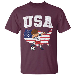 USA Soccer Dabbing Boy American Flag Fan T Shirt