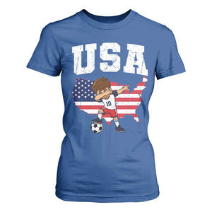 USA Soccer Dabbing Boy American Flag Fan T Shirt For Women