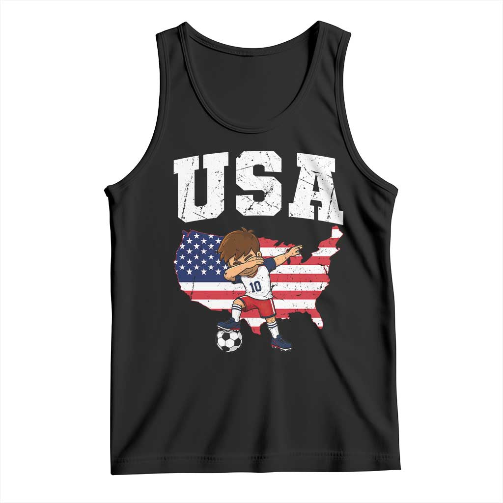 USA Soccer Dabbing Boy American Flag Fan Tank Top