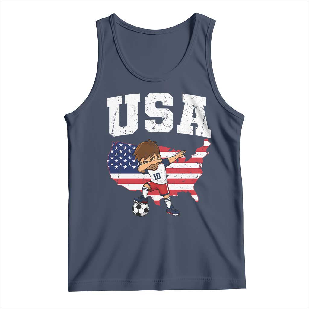 USA Soccer Dabbing Boy American Flag Fan Tank Top