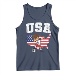USA Soccer Dabbing Boy American Flag Fan Tank Top