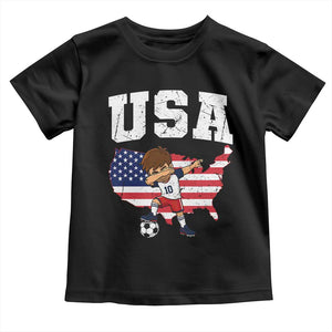 USA Soccer Dabbing Boy American Flag Fan Toddler T Shirt