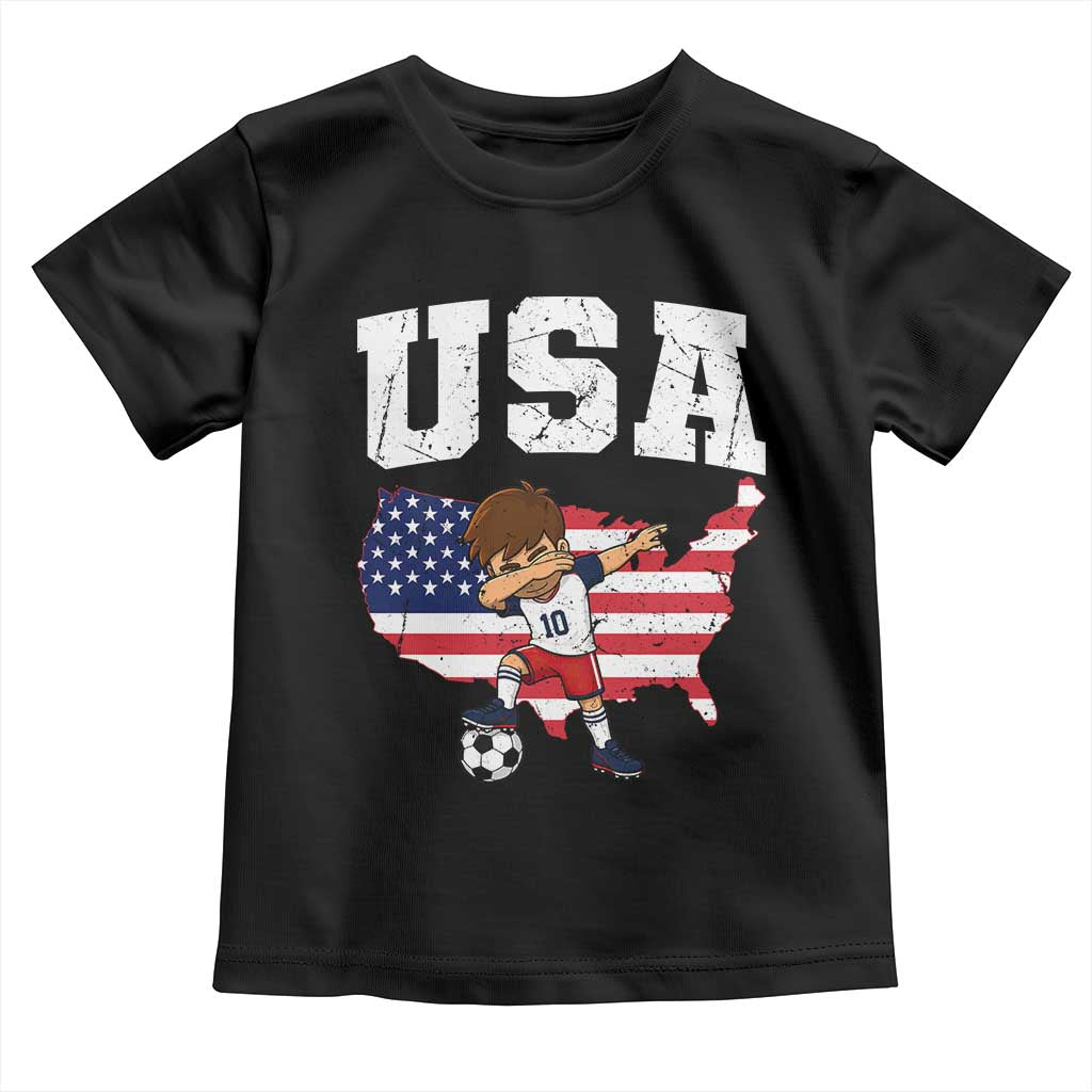 USA Soccer Dabbing Boy American Flag Fan Toddler T Shirt TS14 Black Print Your Wear