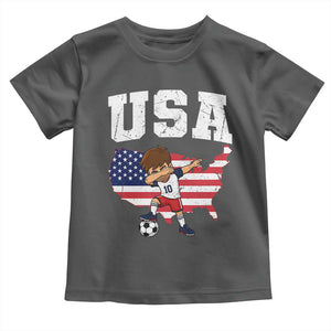 USA Soccer Dabbing Boy American Flag Fan Toddler T Shirt