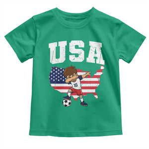 USA Soccer Dabbing Boy American Flag Fan Toddler T Shirt