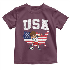 USA Soccer Dabbing Boy American Flag Fan Toddler T Shirt