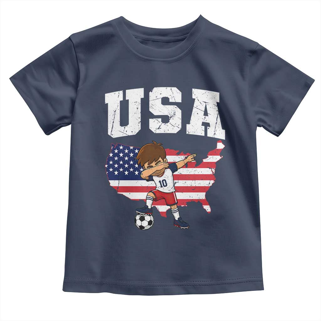 USA Soccer Dabbing Boy American Flag Fan Toddler T Shirt