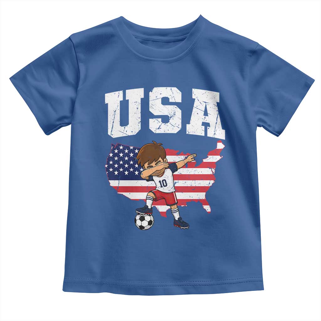 USA Soccer Dabbing Boy American Flag Fan Toddler T Shirt