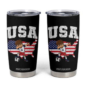 USA Soccer Dabbing Boy American Flag Fan Tumbler Cup TS14 Black Print Your Wear