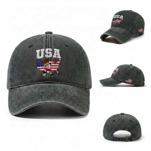 USA Soccer Dabbing Boy American Flag Fan Washed Cotton Baseball Cap