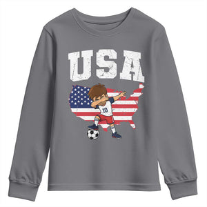 USA Soccer Dabbing Boy American Flag Fan Youth Sweatshirt